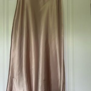 Elegant Satin Tan Skirt